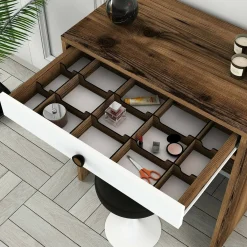 Consolle|Salotto > Dmora Consolle 70x84x40h cm noce e bianco - Baunei Bianco, Marrone Noce