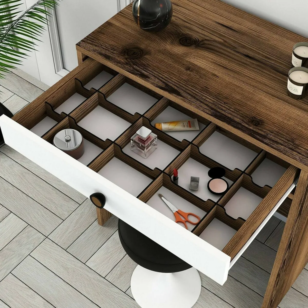 Consolle|Salotto > Dmora Consolle 70x84x40h cm noce e bianco - Baunei Bianco, Marrone Noce