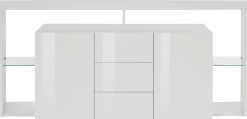 Cucina|Salotto > Dmora Credenza Aba, 180x40h80 cm, lucido Bianco