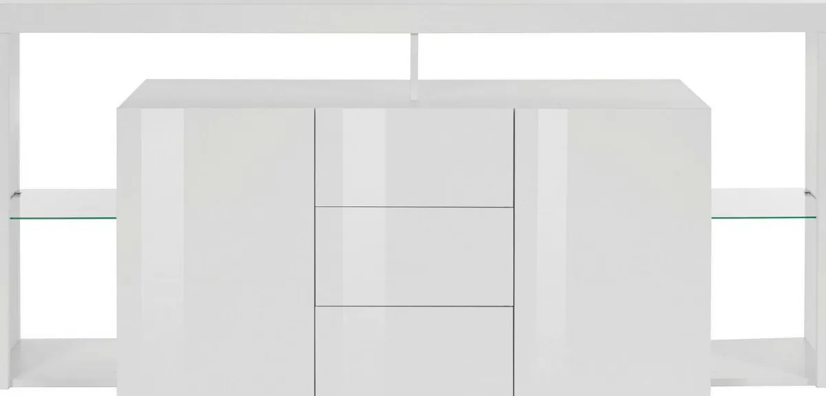 Cucina|Salotto > Dmora Credenza Aba, 180x40h80 cm, lucido Bianco