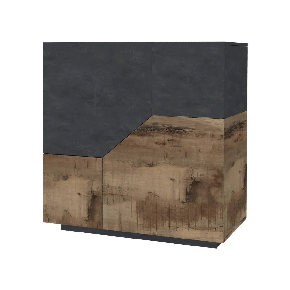 Cucina|Madie > Dmora Credenza acero e ardesia 100x43x106h cm 2 ante - Arbal Grigio Ardesia, Marrone Acero