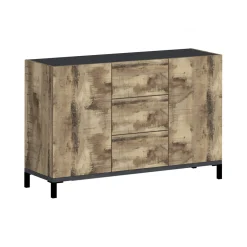 Credenza acero e ardesia 120x40x80h cm 2 ante e 3 cassetti - Jessie