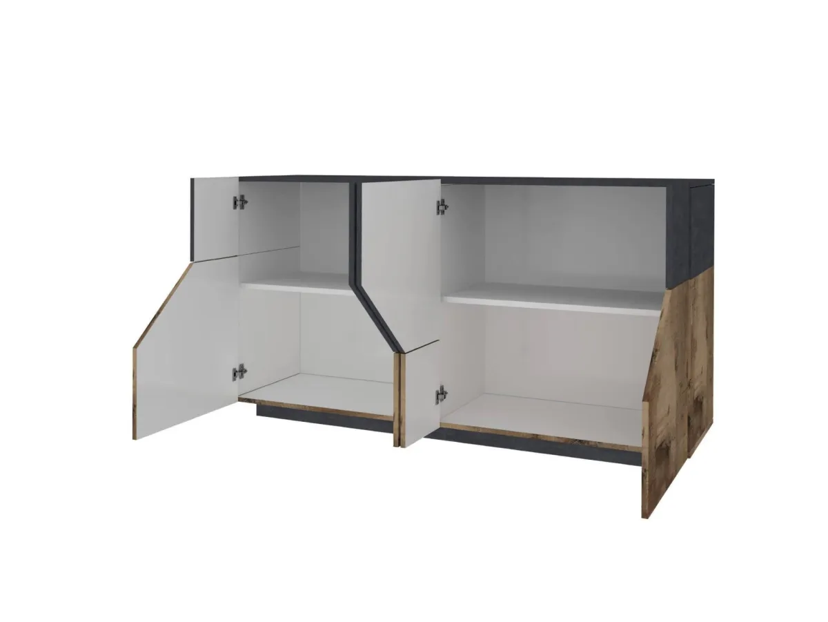 Cucina|Madie > Dmora Credenza acero e ardesia 158x43x86h cm 4 ante - Agis Grigio Ardesia, Marrone Acero
