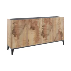 Credenza acero e ardesia 160x40x82h cm 3 ante e 3 cassetti - Abic