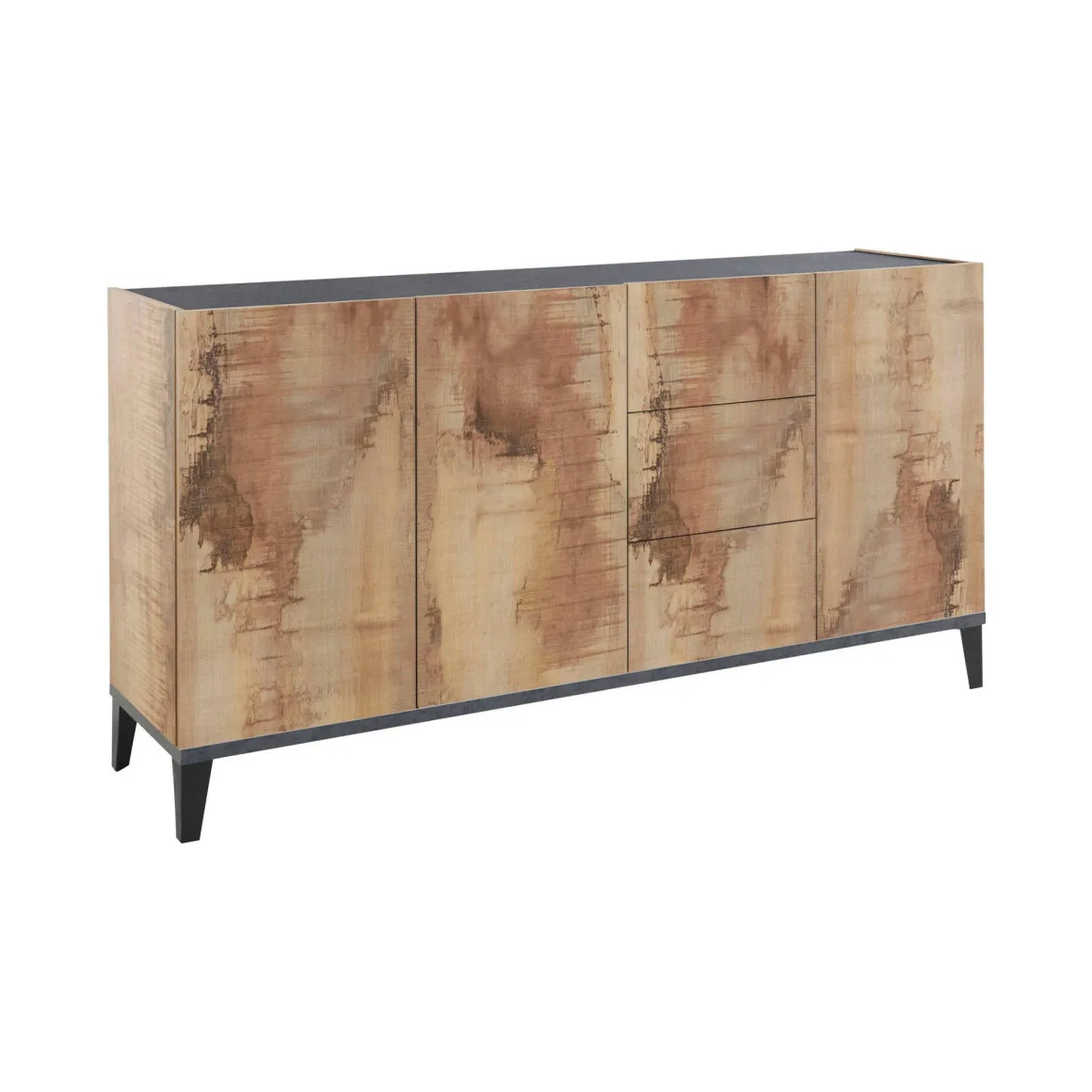 Cucina|Salotto > Dmora Credenza acero e ardesia 160x40x82h cm 4 ante - Ashley Grigio Ardesia, Marrone Acero