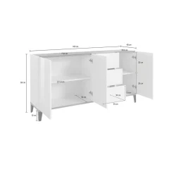Cucina|Salotto > Dmora Credenza acero e ardesia 160x40x82h cm 4 ante - Ashley Grigio Ardesia, Marrone Acero
