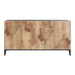 Cucina|Salotto > Dmora Credenza acero e ardesia 160x40x82h cm 4 ante - Ashley Grigio Ardesia, Marrone Acero