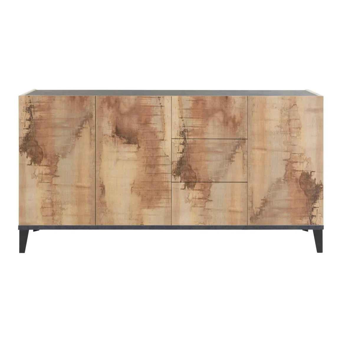 Cucina|Salotto > Dmora Credenza acero e ardesia 160x40x82h cm 4 ante - Ashley Grigio Ardesia, Marrone Acero