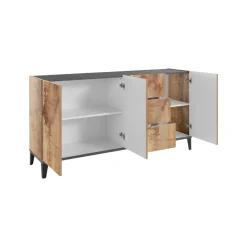 Cucina|Salotto > Dmora Credenza acero e ardesia 160x40x82h cm 4 ante - Ashley Grigio Ardesia, Marrone Acero