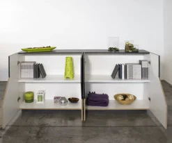 Cucina|Salotto > Dmora Credenza acero e ardesia 200x43x86h cm 4 ante - Ania Grigio Ardesia, Marrone Acero