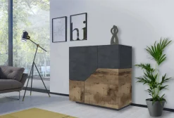 Credenza acero e ardesia 79x43x86h cm 2 ante - Amento