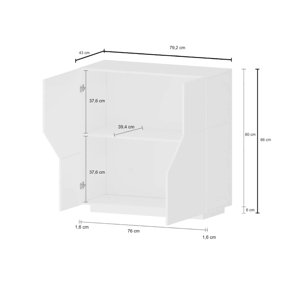 Credenza acero e ardesia 79x43x86h cm 2 ante - Amento