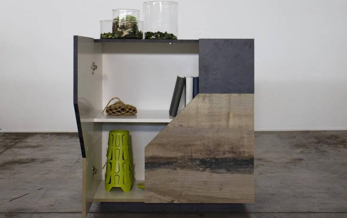 Credenza acero e ardesia 79x43x86h cm 2 ante - Amento
