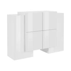 Cucina|Salotto > Dmora Credenza Age, cm 130x45h100, Bianco lucido e Ardesia Grigio Ardesia, Bianco Lucido