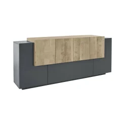 Credenza Akirum, cm 220x45h86, Antracite e Acero