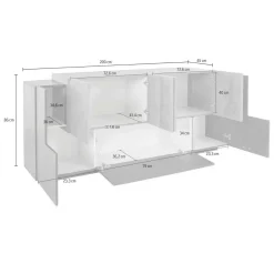 Credenza Akirum, cm 220x45h86, Antracite e Acero