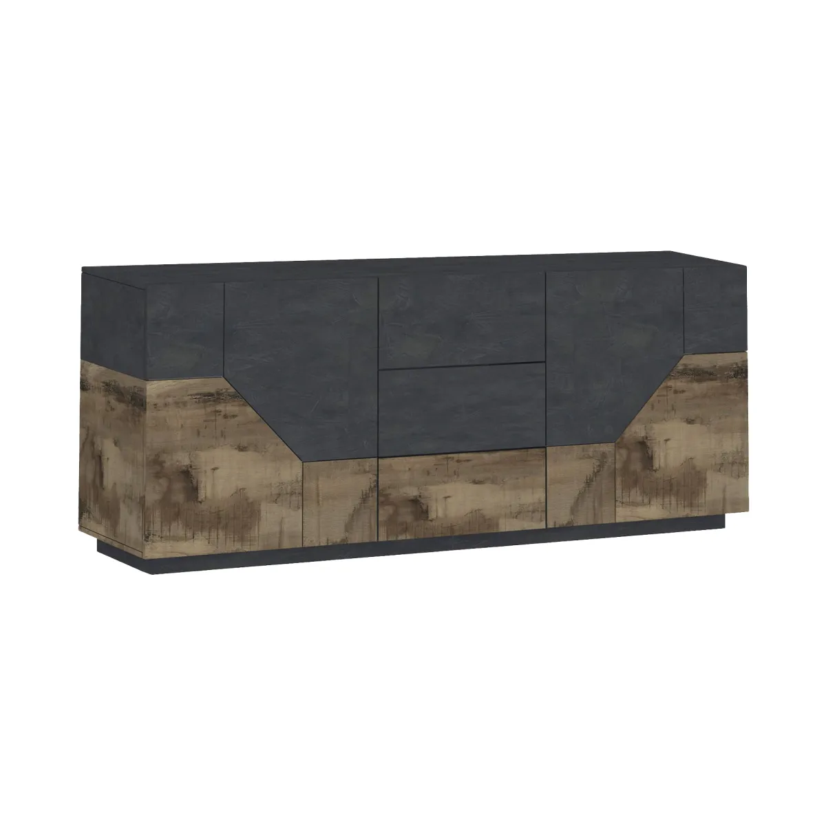 Cucina|Salotto > Dmora Credenza Almira, cm 220x43h86, Ardesia e Acero Grigio Ardesia, Marrone Acero