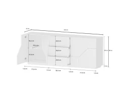 Cucina|Salotto > Dmora Credenza Almira, cm 220x43h86, Ardesia e Acero Grigio Ardesia, Marrone Acero