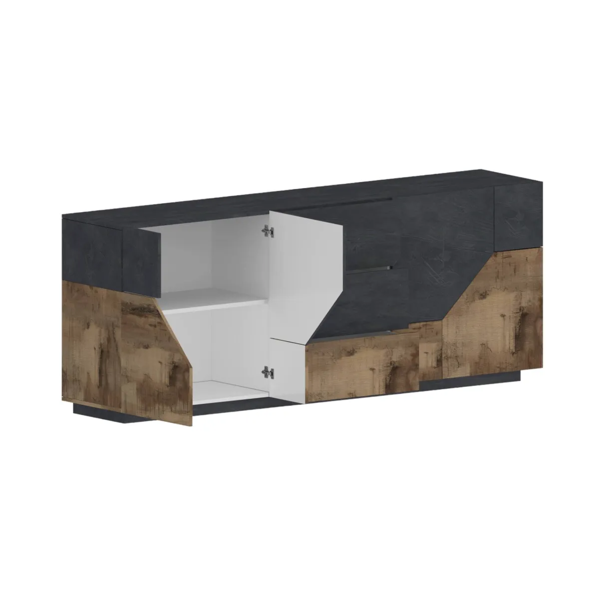 Cucina|Salotto > Dmora Credenza Almira, cm 220x43h86, Ardesia e Acero Grigio Ardesia, Marrone Acero