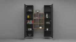 Credenza alta antracite e acero 40x30x180h cm 2 ante - Danila