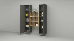 Credenza alta antracite e acero 40x30x180h cm 2 ante - Danila