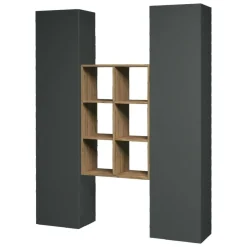 Credenza alta antracite e acero 40x30x180h cm 2 ante - Danila