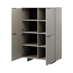 Madie|Credenze > Dmora Credenza alta beige 100x41x145h cm 4 ante - Colonno Beige Cashmere