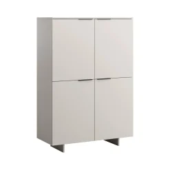 Madie|Credenze > Dmora Credenza alta beige 100x41x145h cm 4 ante - Colonno Beige Cashmere