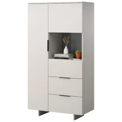 Credenza alta beige 90x41x170h cm 2 ante e 2 cassetti - Rimella