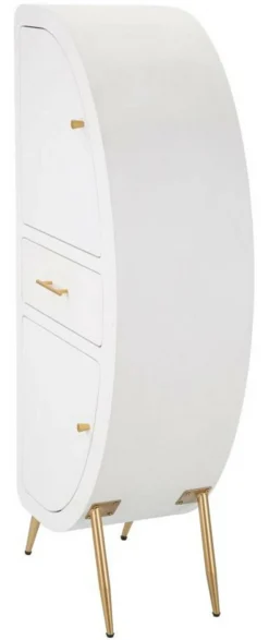 Credenza alta bianca e oro 60x32x133h cm 2 ante e 1 cassetto - Tellier