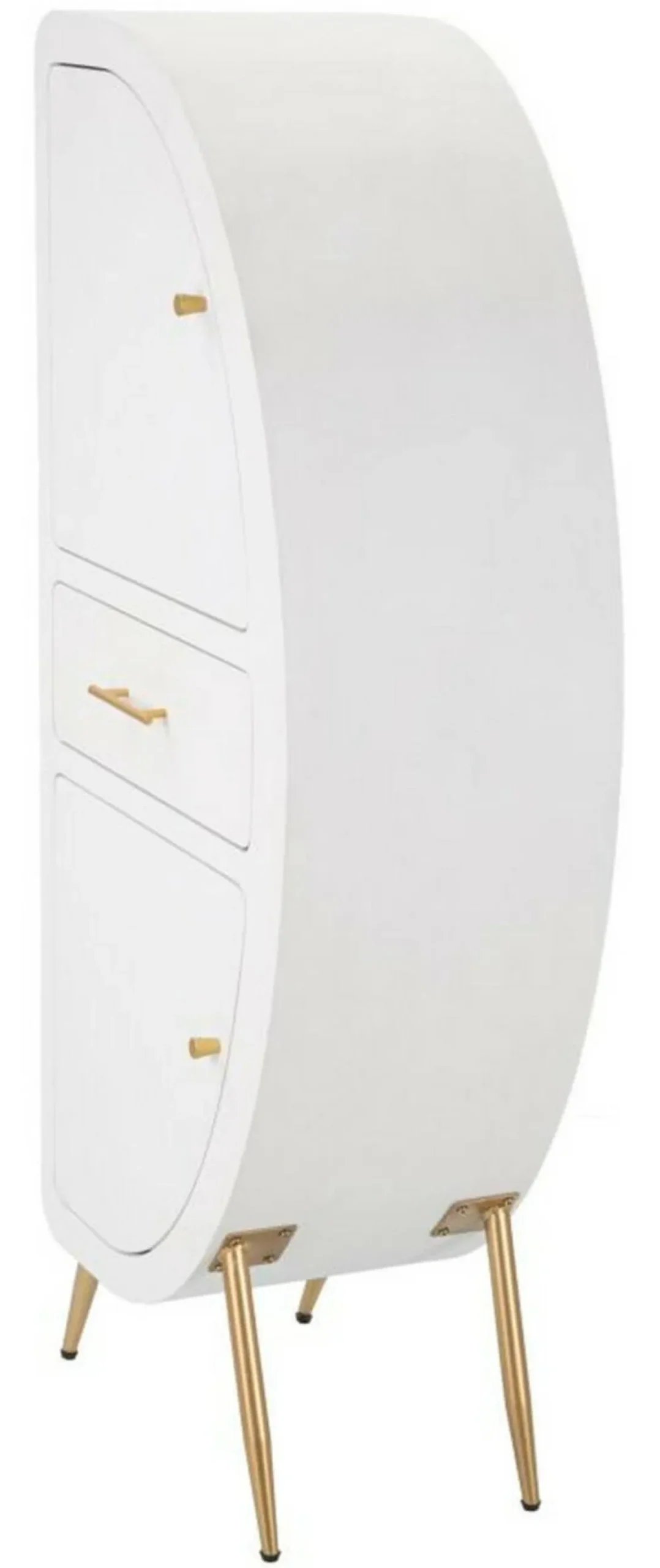 Credenza alta bianca e oro 60x32x133h cm 2 ante e 1 cassetto - Tellier
