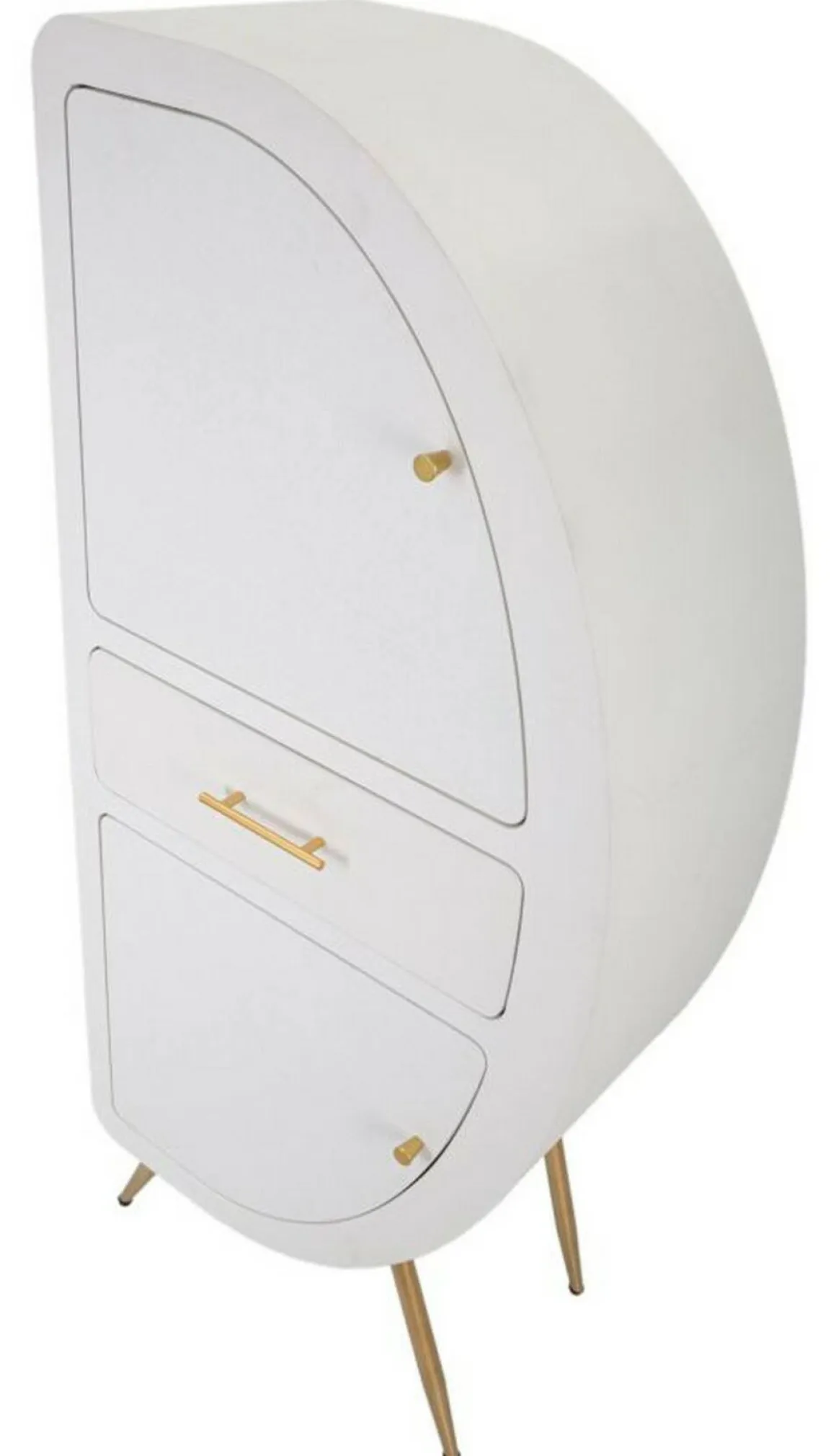 Credenza alta bianca e oro 60x32x133h cm 2 ante e 1 cassetto - Tellier
