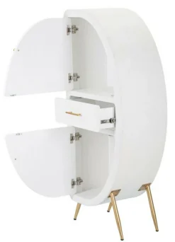 Credenza alta bianca e oro 60x32x133h cm 2 ante e 1 cassetto - Tellier
