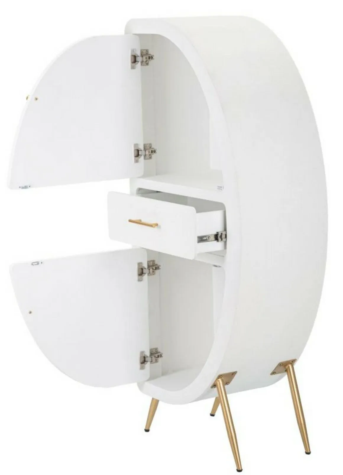 Credenza alta bianca e oro 60x32x133h cm 2 ante e 1 cassetto - Tellier