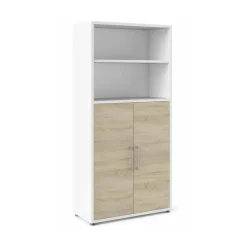 Credenza alta bianca e quercia 89x40x186h cm 2 ante - Saotome