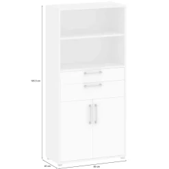 Credenza alta bianca 89x40x185h cm 2 ante e 2 cassetti - Albidona