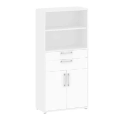 Credenza alta bianca 89x40x185h cm 2 ante e 2 cassetti - Albidona