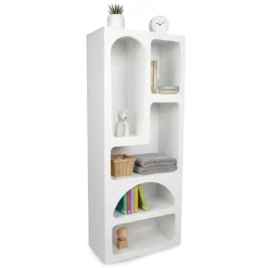Cucina|Madie > Dmora Credenza alta bianca 60x32x150h cm 5 vani - Arsenio Bianco