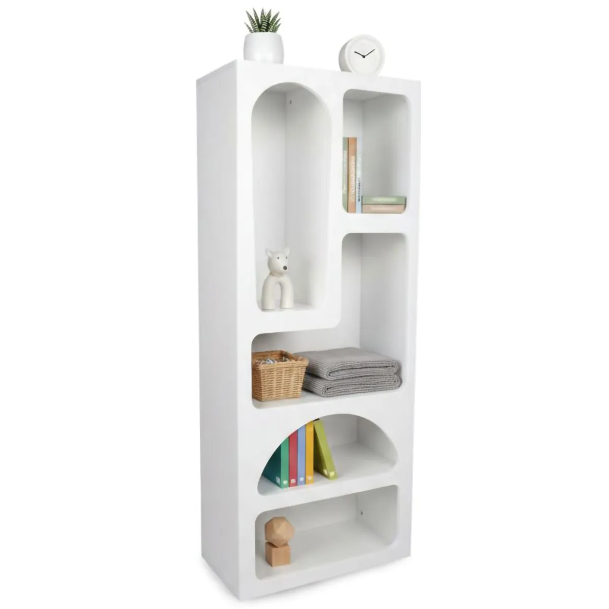 Cucina|Madie > Dmora Credenza alta bianca 60x32x150h cm 5 vani - Arsenio Bianco