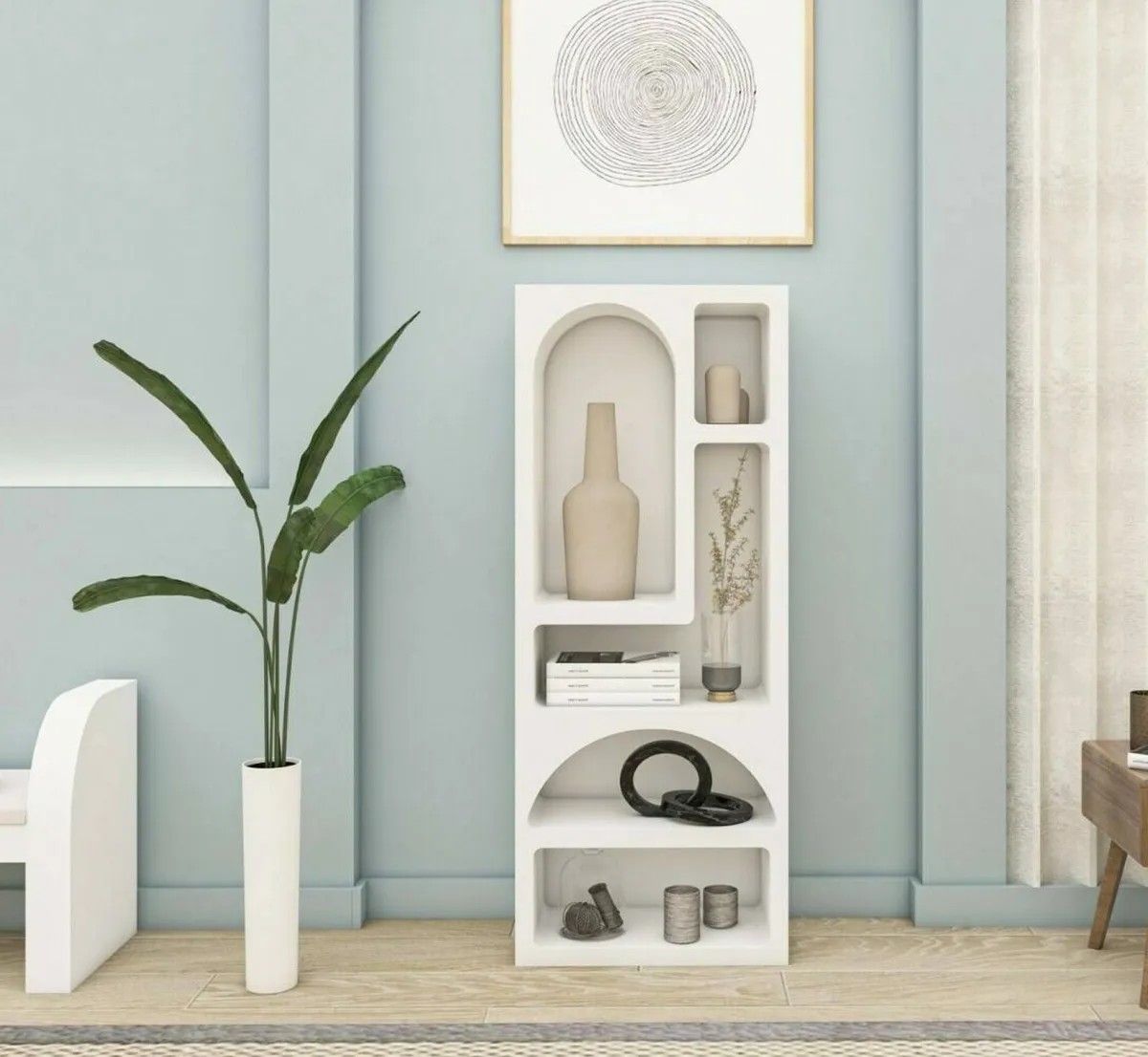 Cucina|Madie > Dmora Credenza alta bianca 60x32x150h cm 5 vani - Arsenio Bianco