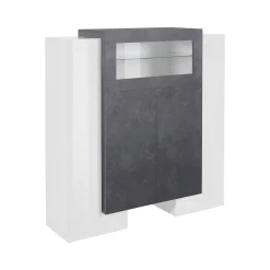 Credenza alta bianco lucida e ardesia 130x45x135h cm 5 ante - Acquadolce