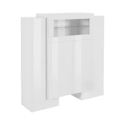 Cucina|Salotto > Dmora Credenza alta bianco lucida 130x45x135h cm 5 ante - Acquadolce Bianco Lucido