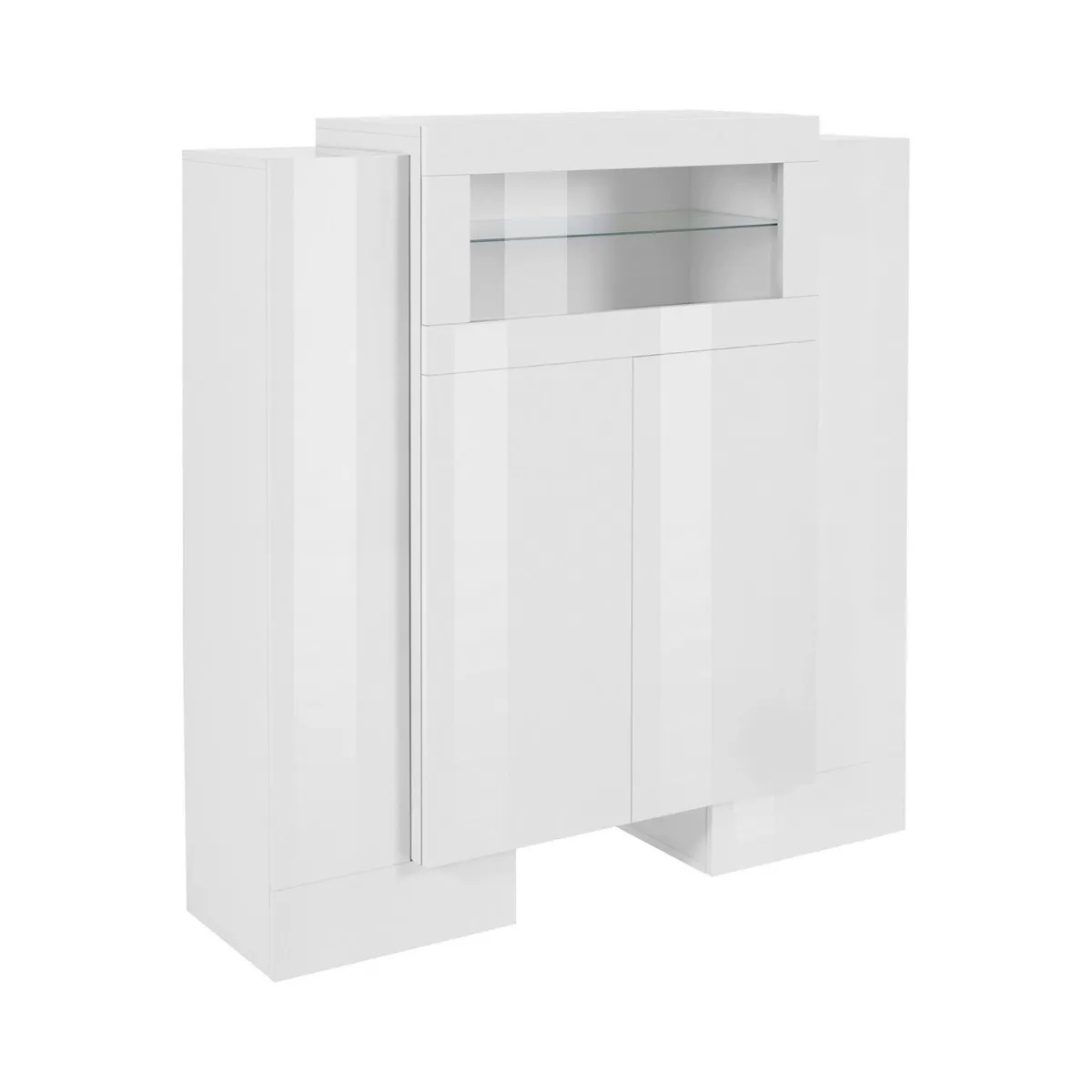 Cucina|Salotto > Dmora Credenza alta bianco lucida 130x45x135h cm 5 ante - Acquadolce Bianco Lucido