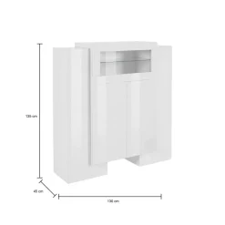 Cucina|Salotto > Dmora Credenza alta bianco lucida 130x45x135h cm 5 ante - Acquadolce Bianco Lucido