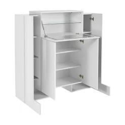 Cucina|Salotto > Dmora Credenza alta bianco lucida 130x45x135h cm 5 ante - Acquadolce Bianco Lucido