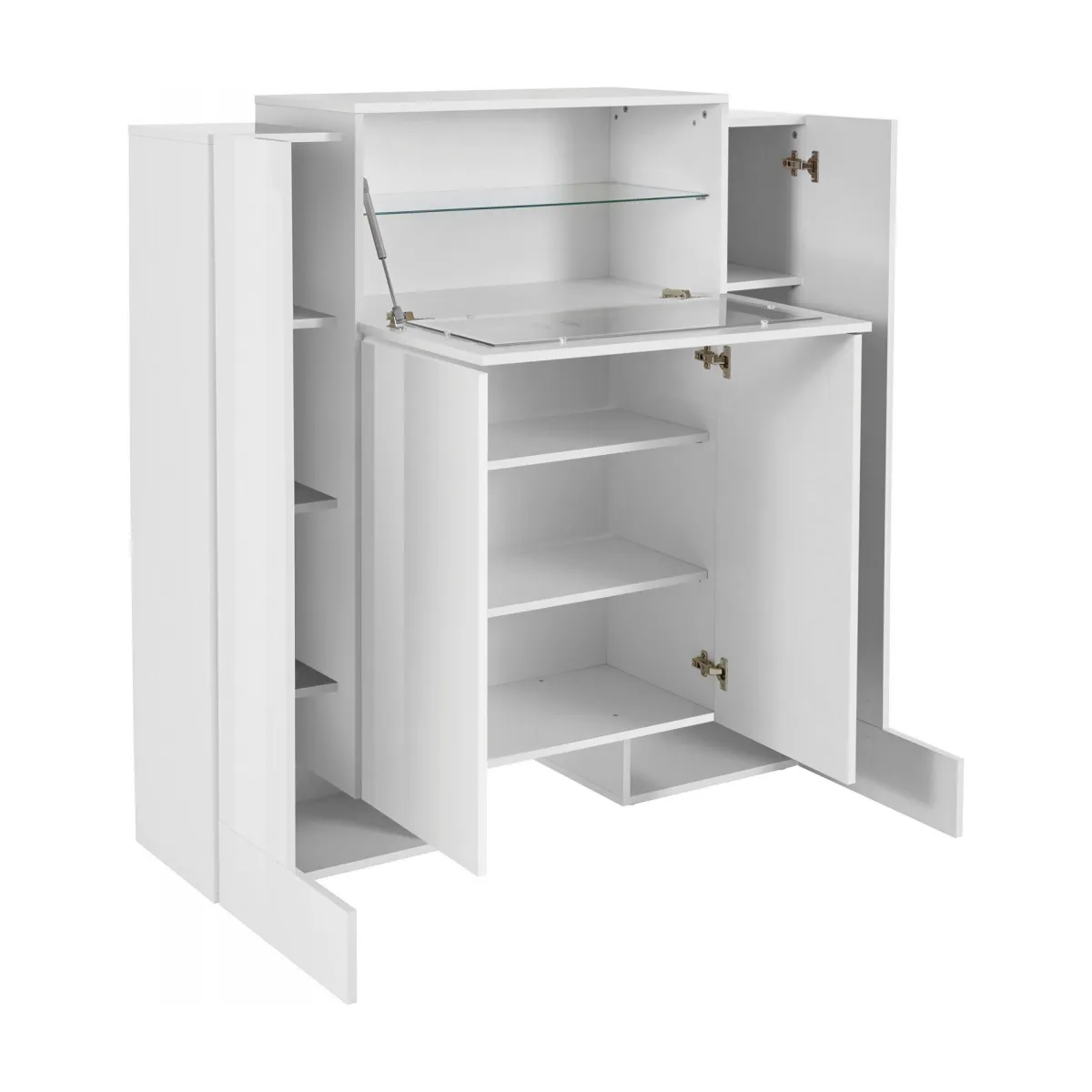 Cucina|Salotto > Dmora Credenza alta bianco lucida 130x45x135h cm 5 ante - Acquadolce Bianco Lucido