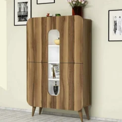 Credenza alta noce e bianca 93x31x144h cm 2 ante - Novella