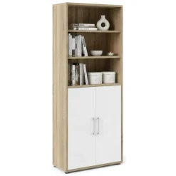 Credenza alta quercia e bianca 89x40x221h cm 2 ante - Valsesia