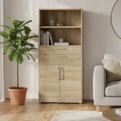 Credenza alta quercia 89x40x185h cm 2 ante e 2 cassetti - Albidona