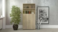 Credenza alta quercia 89x40x186h cm 2 ante - Saotome
